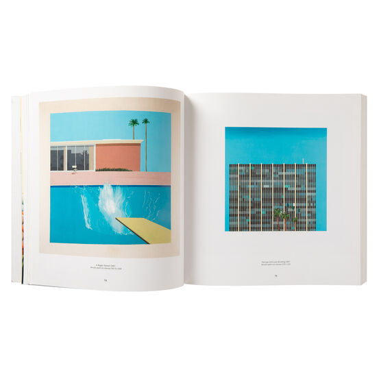 David Hockney paperback exhibition book inside spread